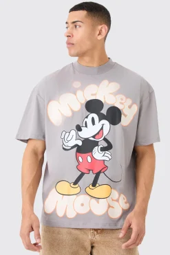 Oversized Mickey Mouse Large Scale License T-shirt | UK^boohooMAN