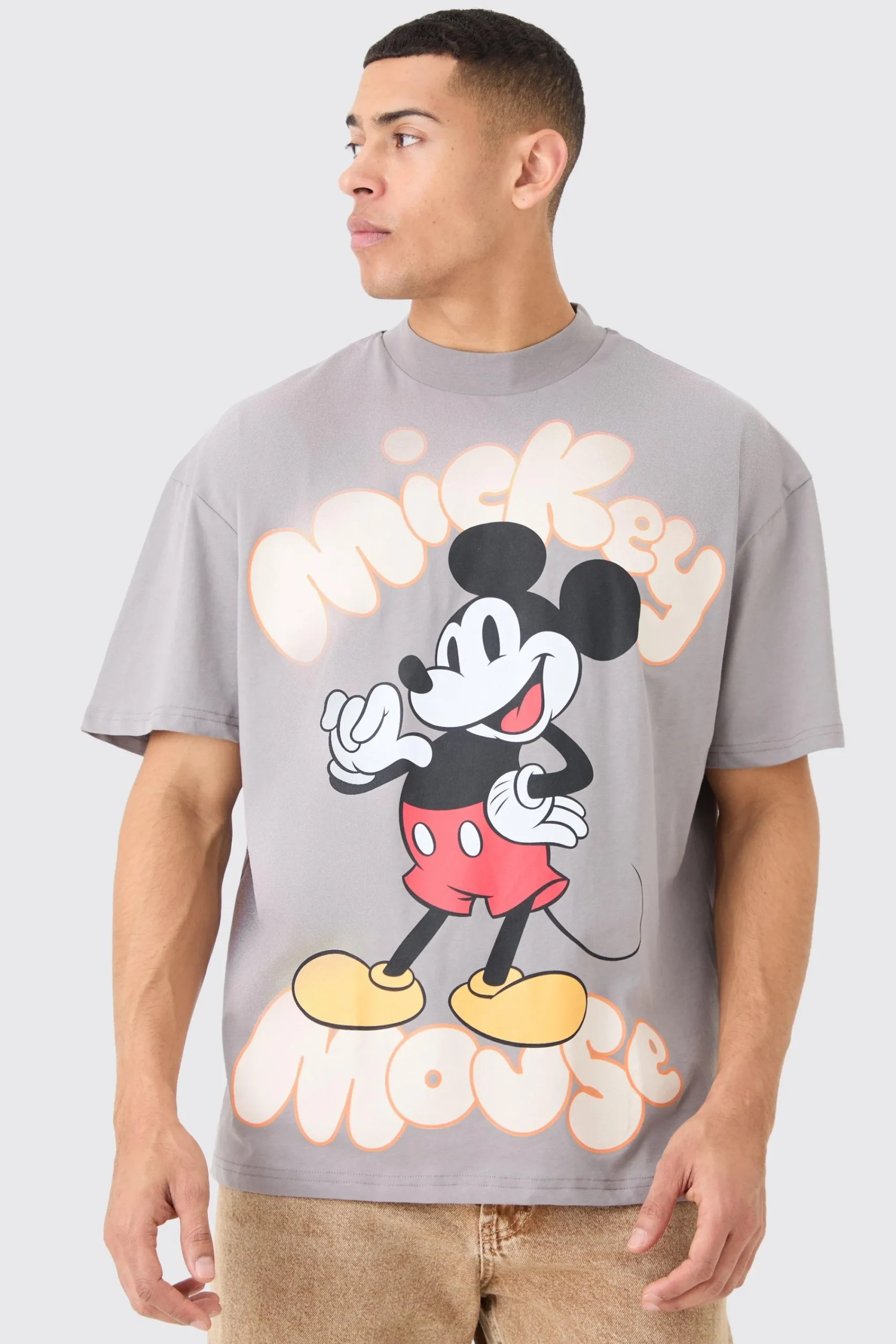 Oversized Mickey Mouse Large Scale License T-shirt | UK^boohooMAN