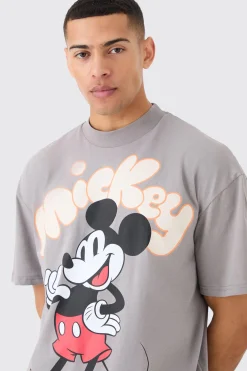 Oversized Mickey Mouse Large Scale License T-shirt | UK^boohooMAN