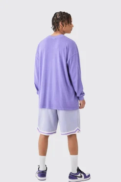 boohooMAN Oversized Mid Length Jersey Tape Basketball Short | UK| Shorts