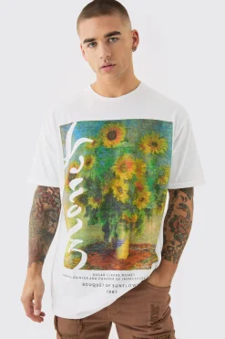 Oversized Monet Sunflower License T-shirt | UK^boohooMAN Clearance
