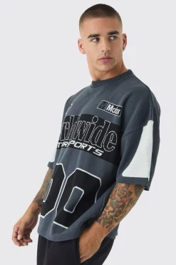 Oversized Moto 100 Knitted T-Shirt | UK^boohooMAN