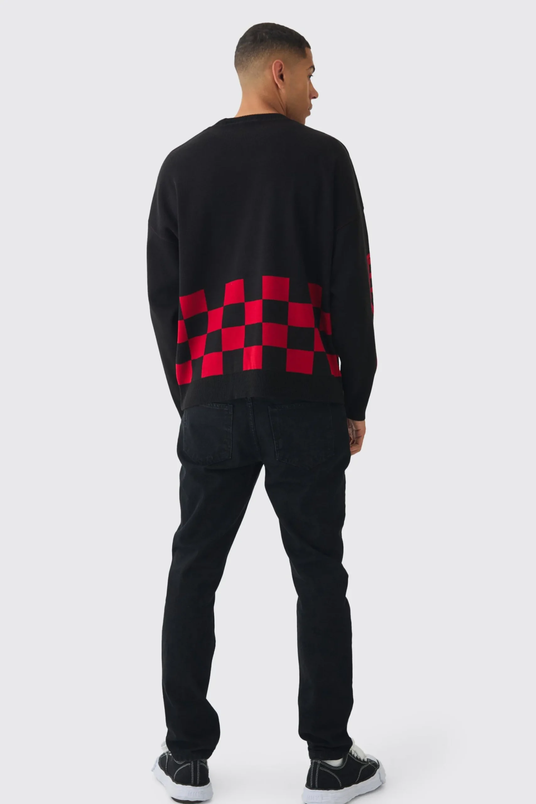 boohooMAN Oversized Moto Graphic Jumper In | UK| Knitwear