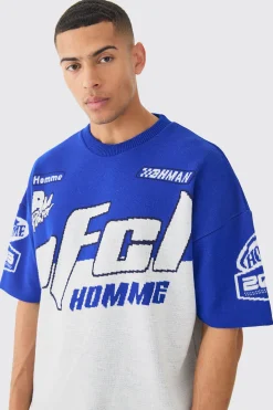 Oversized Moto Knitted T-shirt | UK^boohooMAN New