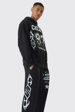 boohooMAN Oversized Moto Printed Tracksuit | UK| Tracksuits