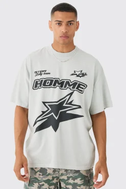 Oversized Moto Racing Print T-shirt | UK^boohooMAN Best