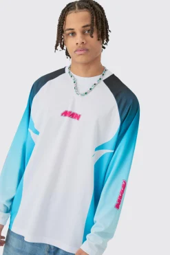 Oversized Motorsport Man Printed Long Sleeve Top | UK^boohooMAN New