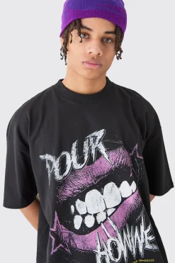 Oversized Mouth Graphic T-shirt | UK^boohooMAN Online