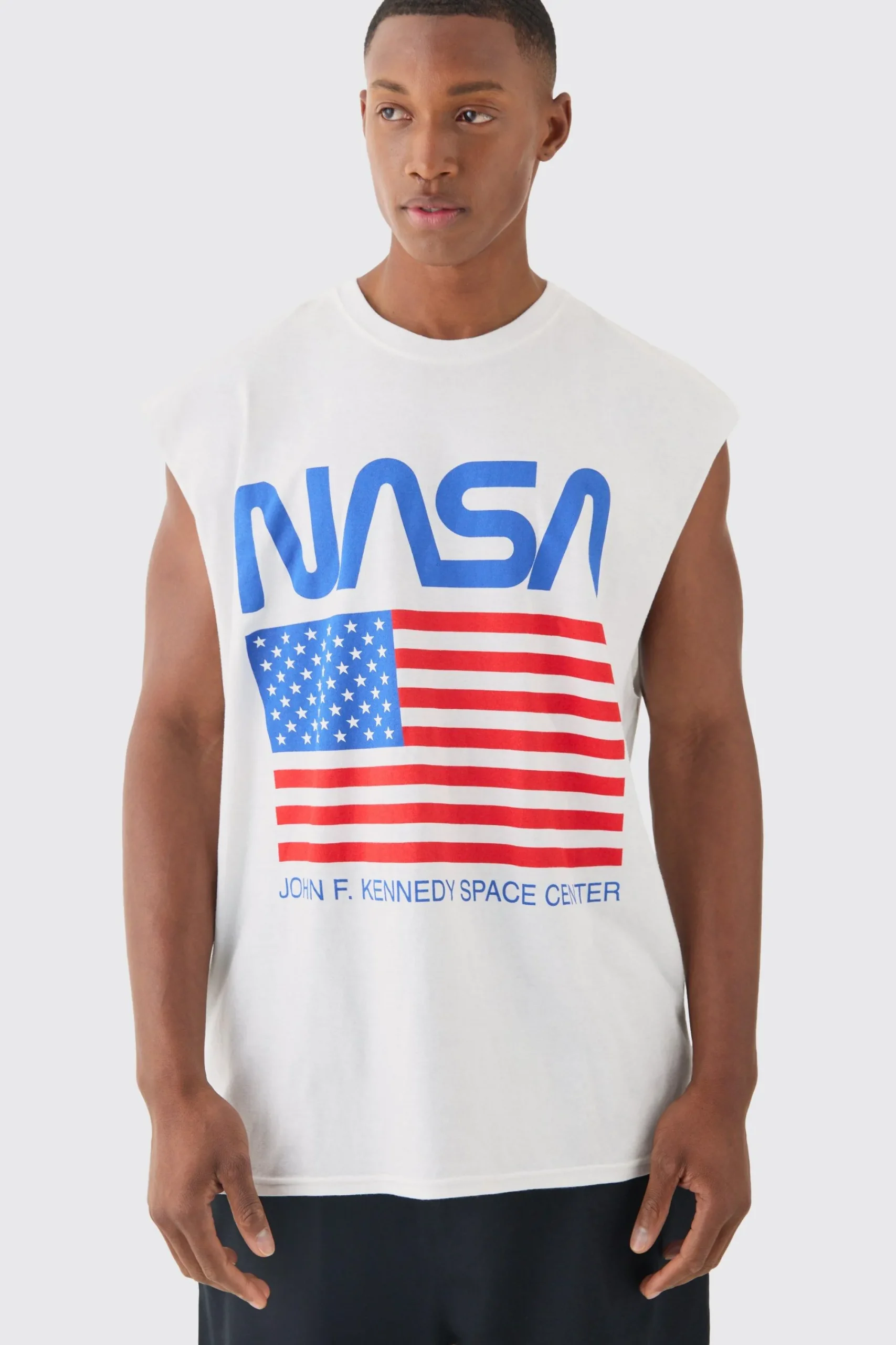 Oversized Nasa USA License Tank | UK^boohooMAN Hot