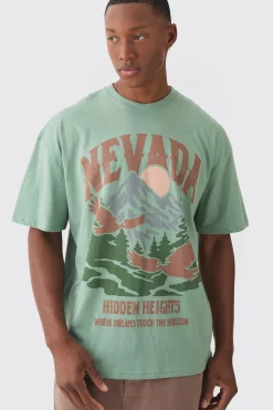 Oversized Nevada Print T-shirt | UK^boohooMAN Clearance