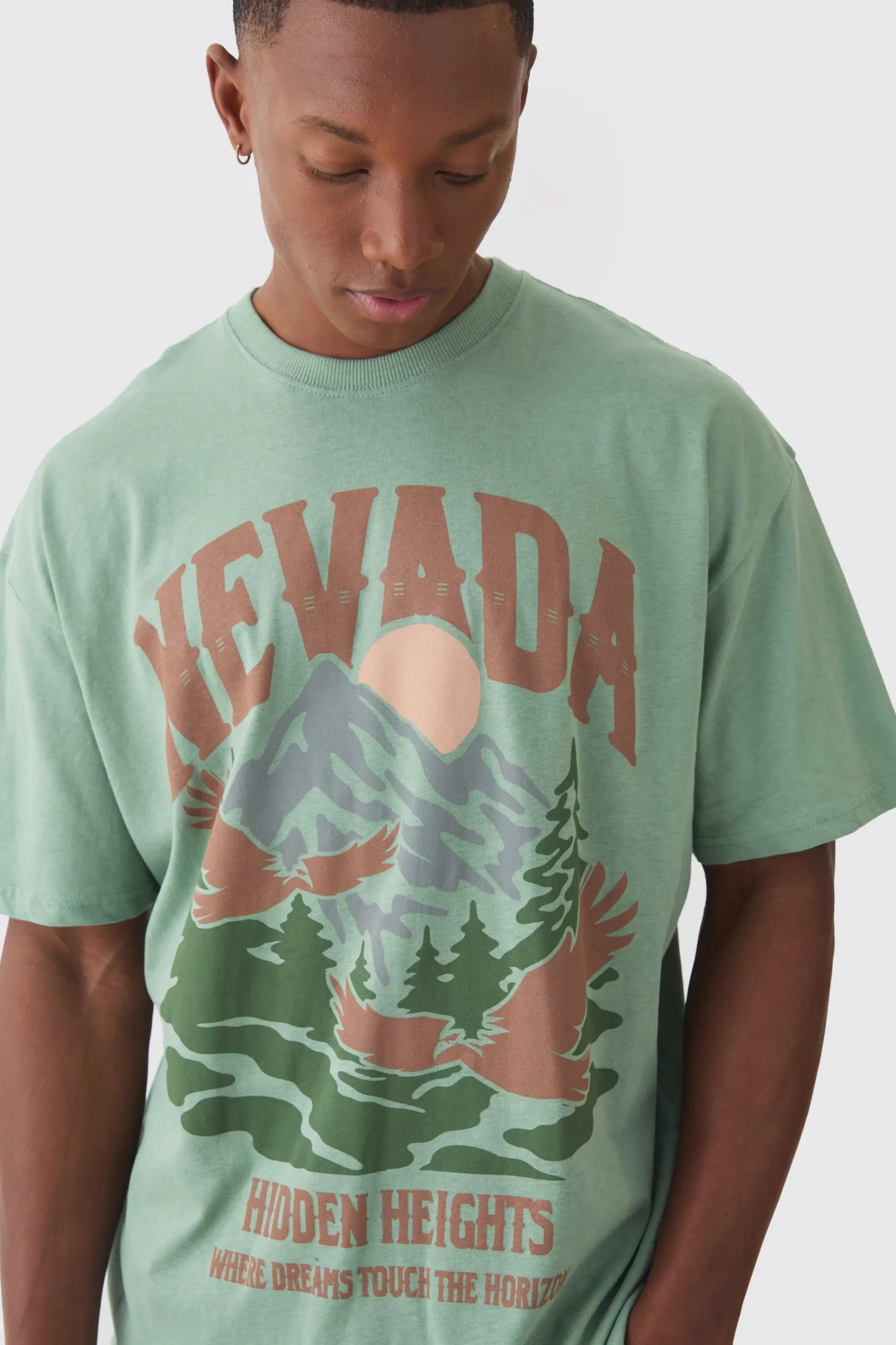 Oversized Nevada Print T-shirt | UK^boohooMAN Clearance