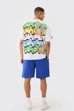 Oversized Nibbled Face Graphic T-shirt | UK^boohooMAN New