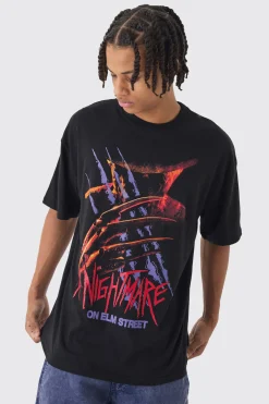 Oversized Nightmare On Elm Street License Print T-Shirt | UK^boohooMAN Discount