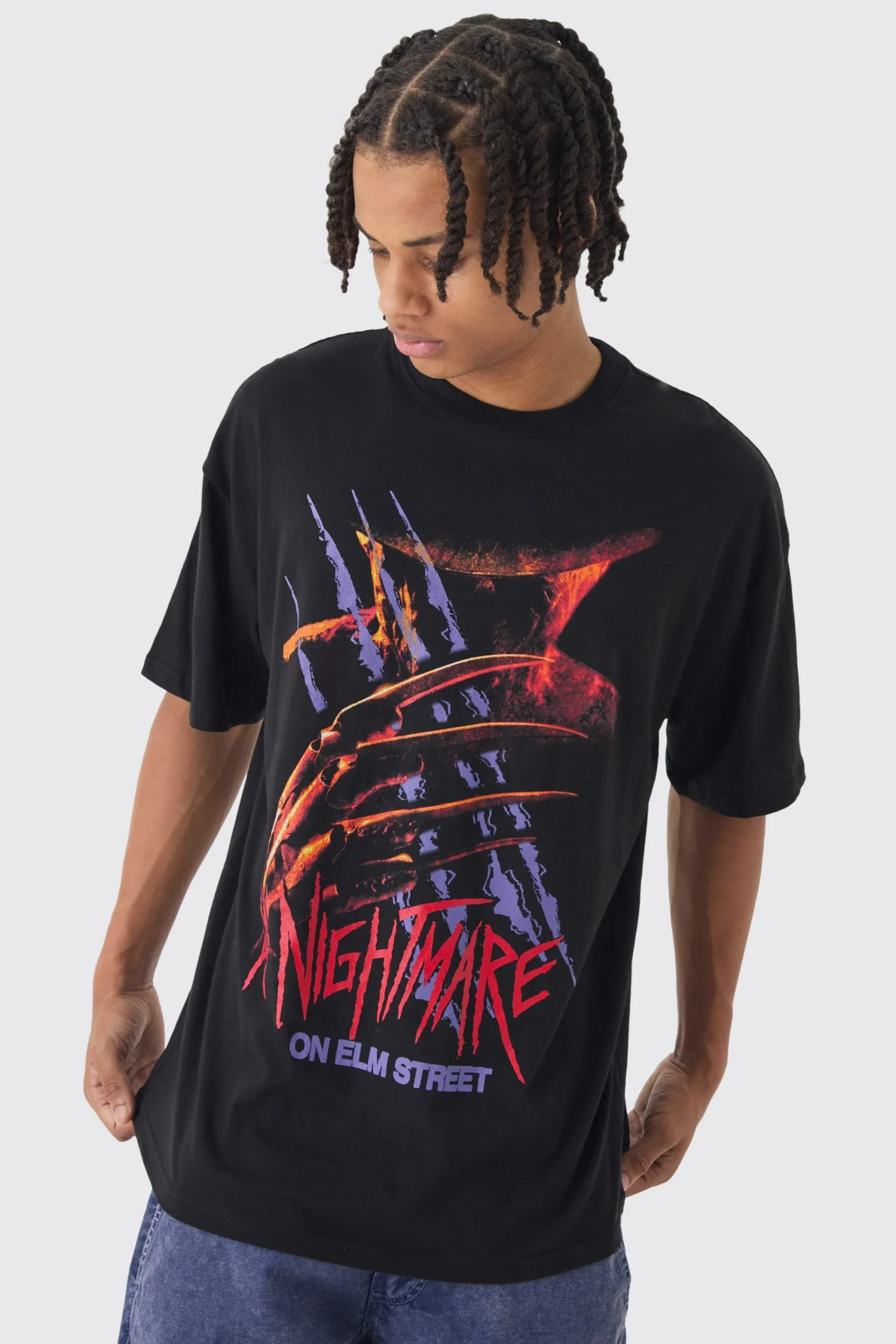Oversized Nightmare On Elm Street License Print T-Shirt | UK^boohooMAN Discount