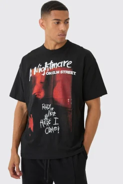 Oversized Nightmare On Elm Street License Print T-Shirt | UK^boohooMAN