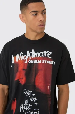 Oversized Nightmare On Elm Street License Print T-Shirt | UK^boohooMAN