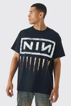 Oversized Nine Inch Nails License Print T-Shirt | UK^boohooMAN