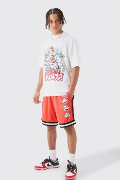 boohooMAN Oversized Ninja Turtles License T-shirt And Mesh Short Set | UK| Tracksuits