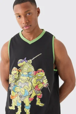 boohooMAN Oversized Ninja Turtles License Vest And Mesh Short Set | UK| Sets & Co-Ords|Tracksuits