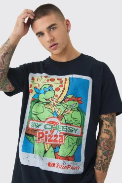 Oversized Ninja Turtles Pizza License Print T-shirt | UK^boohooMAN
