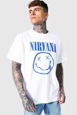 Oversized Nirvana Face License T-shirt | UK^boohooMAN Outlet