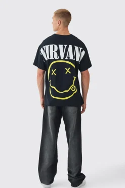 Oversized Nirvana Over Seams License Print T-Shirt | UK^boohooMAN Sale