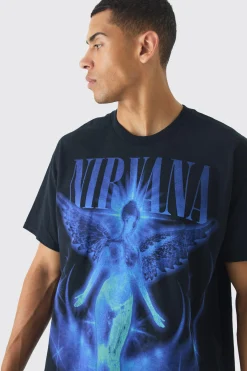 Oversized Nirvana Over Seams License Print T-Shirt | UK^boohooMAN