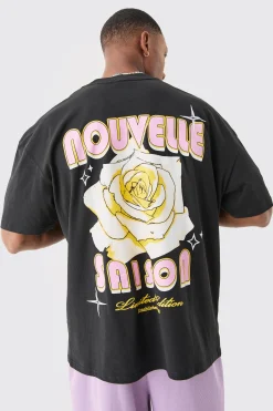 Oversized Nouvelle Floral Back Print T-shirt | UK^boohooMAN New