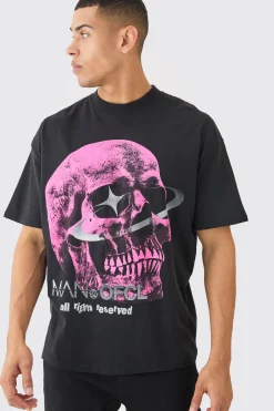 Oversized OFCL Skull Graphic Print T-shirt | UK^boohooMAN Hot