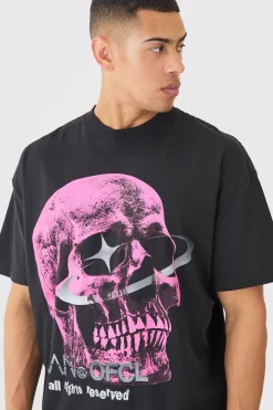 Oversized OFCL Skull Graphic Print T-shirt | UK^boohooMAN Hot