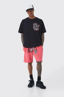 boohooMAN Oversized Ofcl Varsity T-shirt & Short Set | UK| Tracksuits