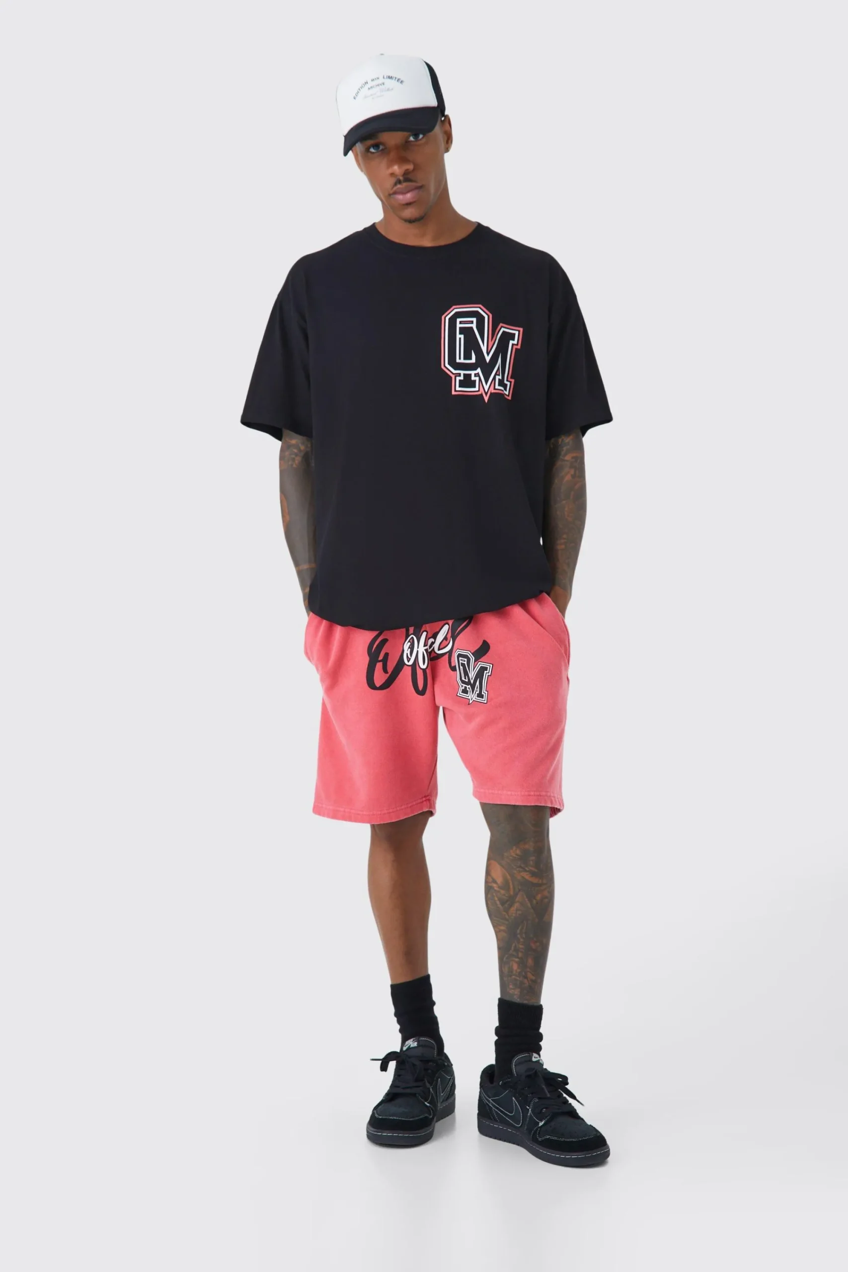 boohooMAN Oversized Ofcl Varsity T-shirt & Short Set | UK| Tracksuits
