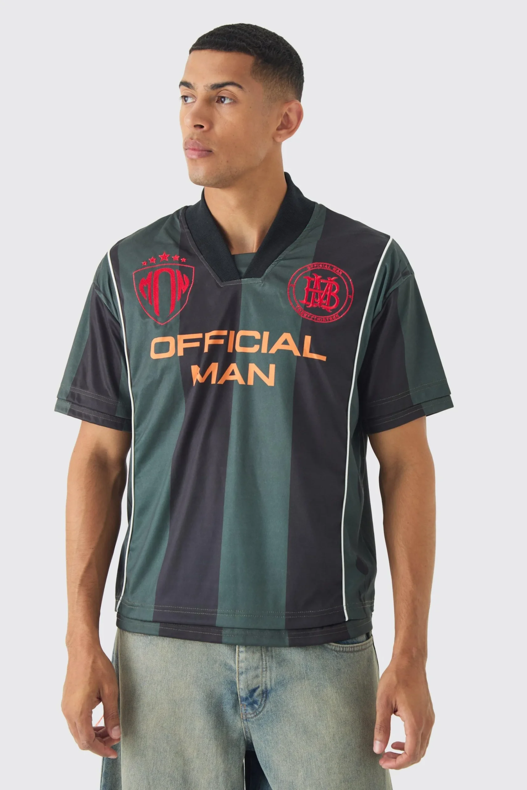 Oversized Offcl Man Boxy Half Sleeve Football T-shirt | UK^boohooMAN New