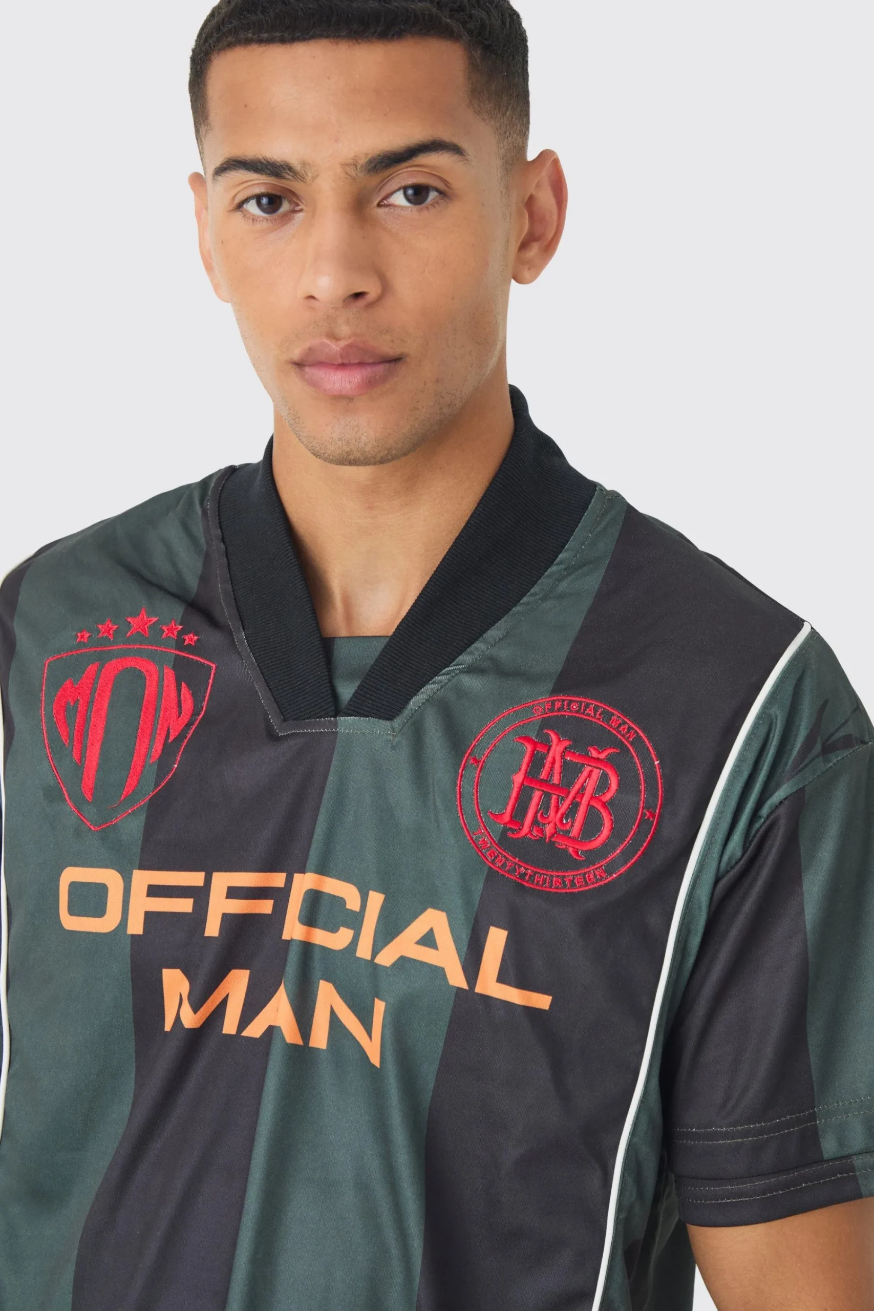 Oversized Offcl Man Boxy Half Sleeve Football T-shirt | UK^boohooMAN New