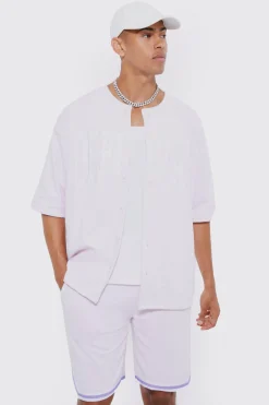 boohooMAN Oversized Official Baseball Polo & Short Set | UK| Tracksuits