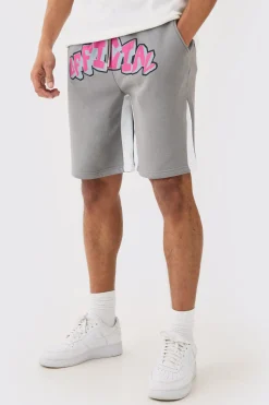 boohooMAN Oversized Official Grafitti Gusset Shorts | UK| Shorts