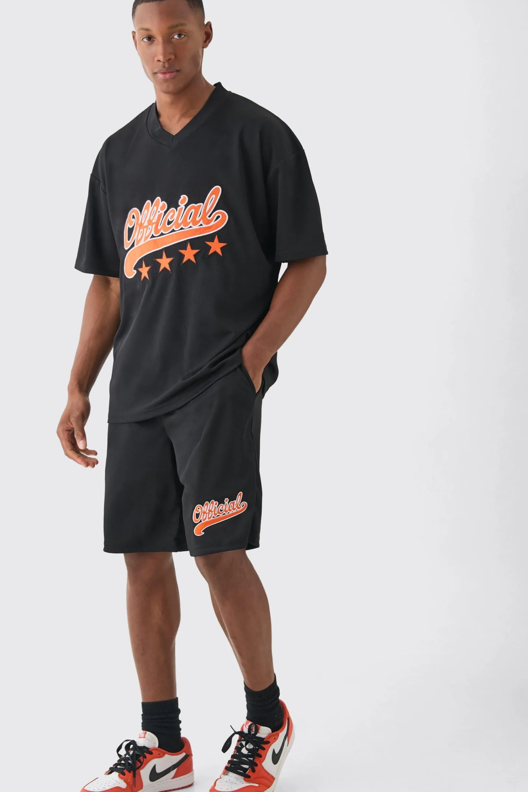 boohooMAN Oversized Official Mesh Varsity Top And Basketball Shorts Set | UK| Sets & Co-Ords|Tracksuits