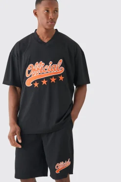 boohooMAN Oversized Official Mesh Varsity Top And Basketball Shorts Set | UK| Sets & Co-Ords|Tracksuits