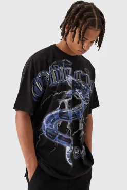 Oversized Official Snake Overseams Graphic T-Shirt | UK^boohooMAN Hot
