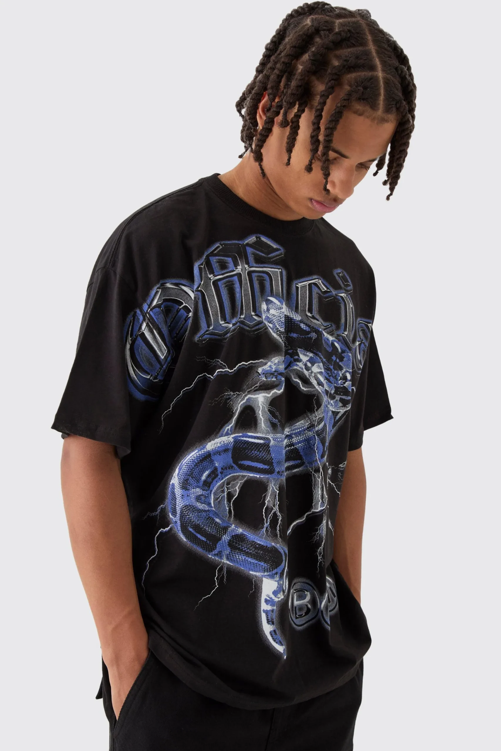 Oversized Official Snake Overseams Graphic T-Shirt | UK^boohooMAN Hot