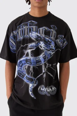 Oversized Official Snake Overseams Graphic T-Shirt | UK^boohooMAN Hot