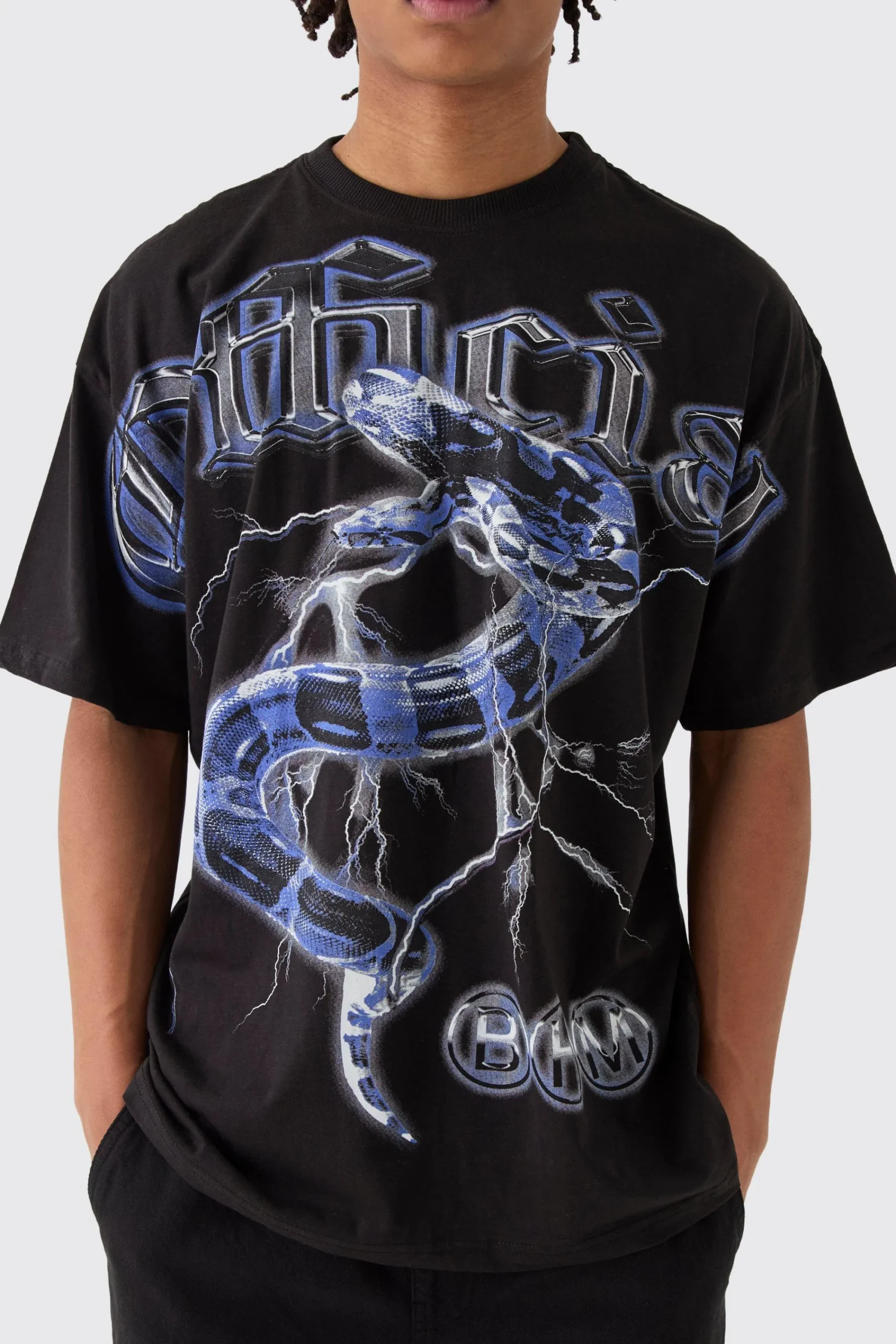 Oversized Official Snake Overseams Graphic T-Shirt | UK^boohooMAN Hot