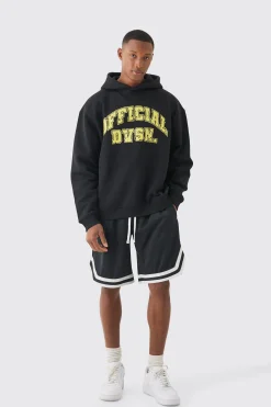 boohooMAN Oversized Official Varsity Hoodie And Basketball Short Set | UK| Tracksuits