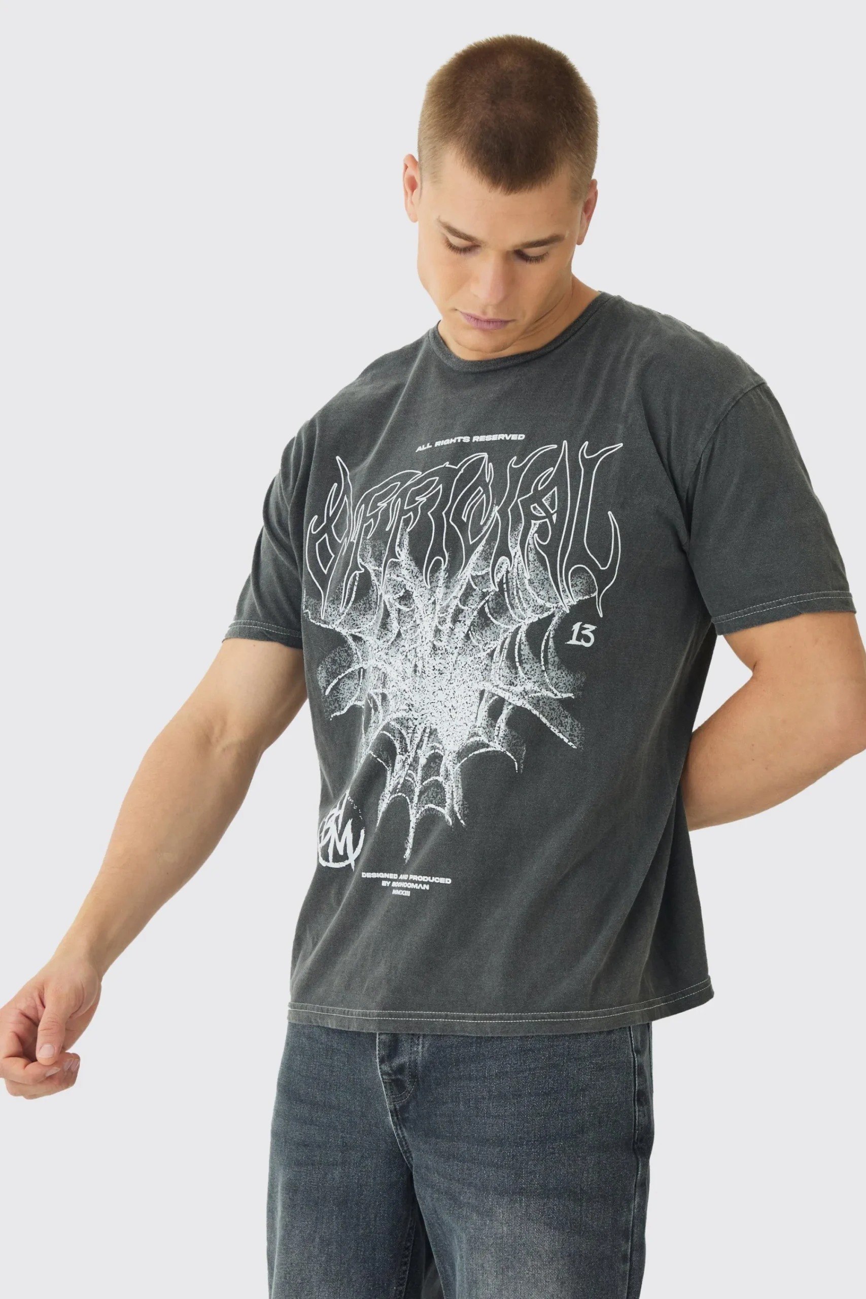 Oversized Official Web Print T-Shirt | UK^boohooMAN Sale