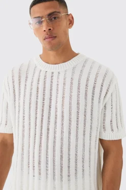 Oversized Open Ladder Stitch Knitted T-shirt In | UK^boohooMAN Best