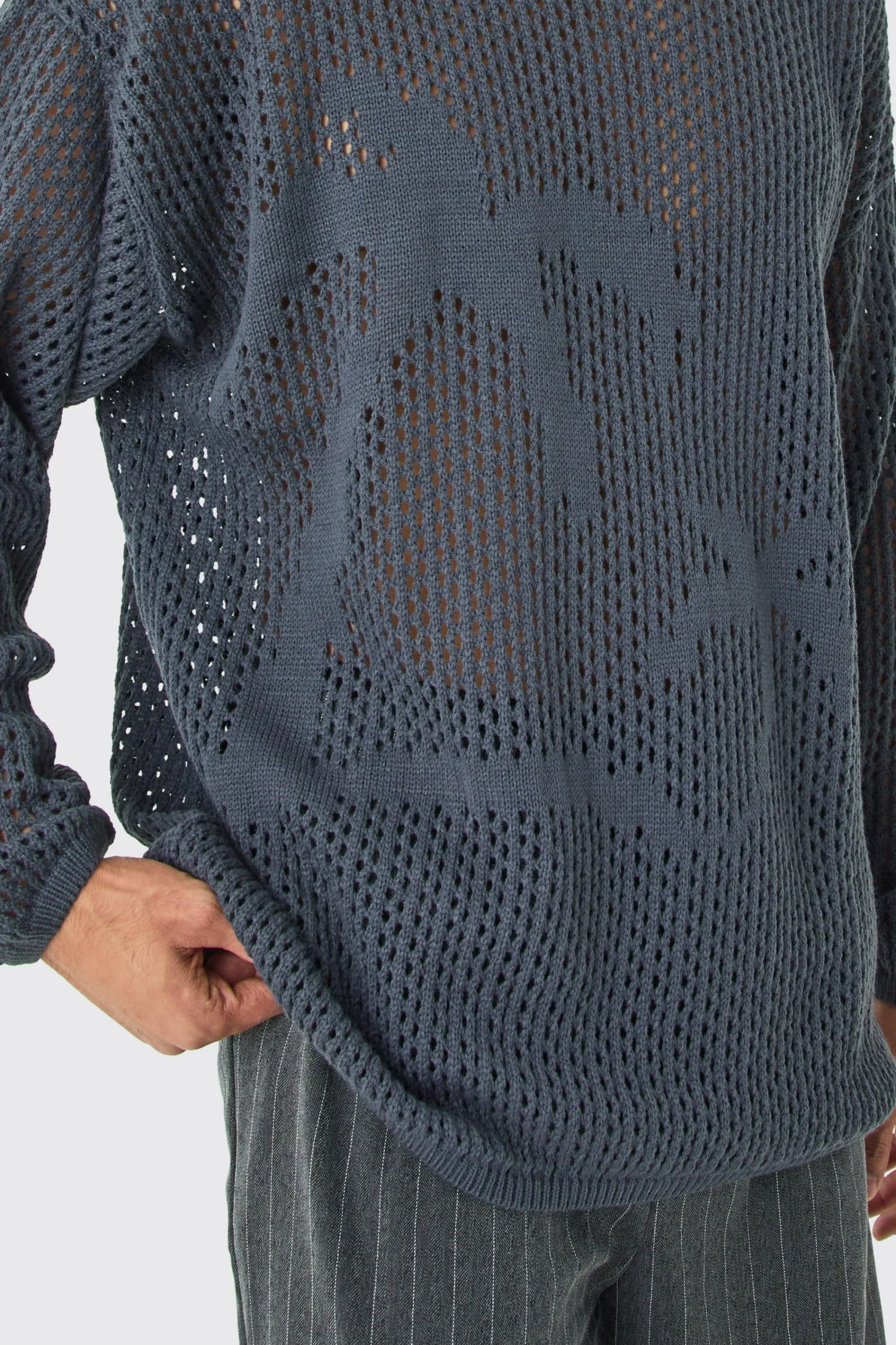 boohooMAN Oversized Open Stitch Palm Knitted Jumper | UK| Knitwear