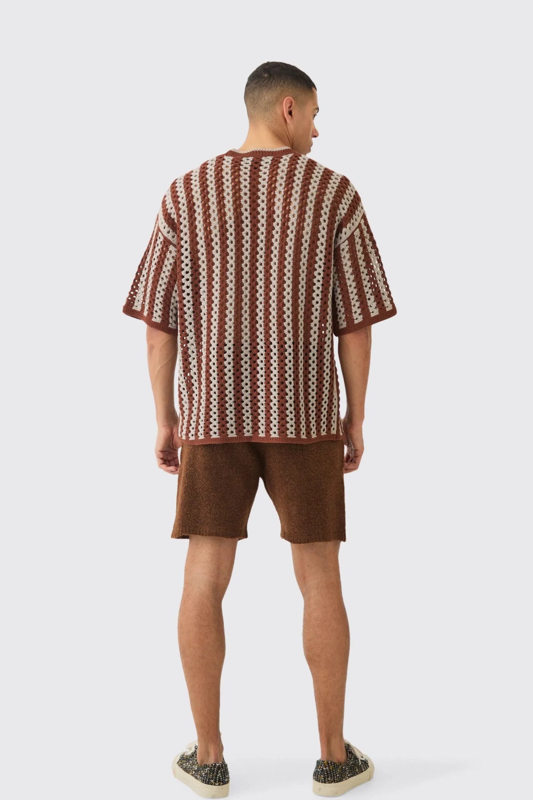 Oversized Open Stitch Stripe T-shirt | UK^boohooMAN