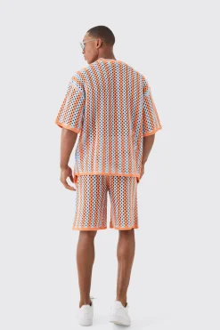 boohooMAN Oversized Open Stitch Stripe Knitted T-shirt | UK| Sets & Co-Ords