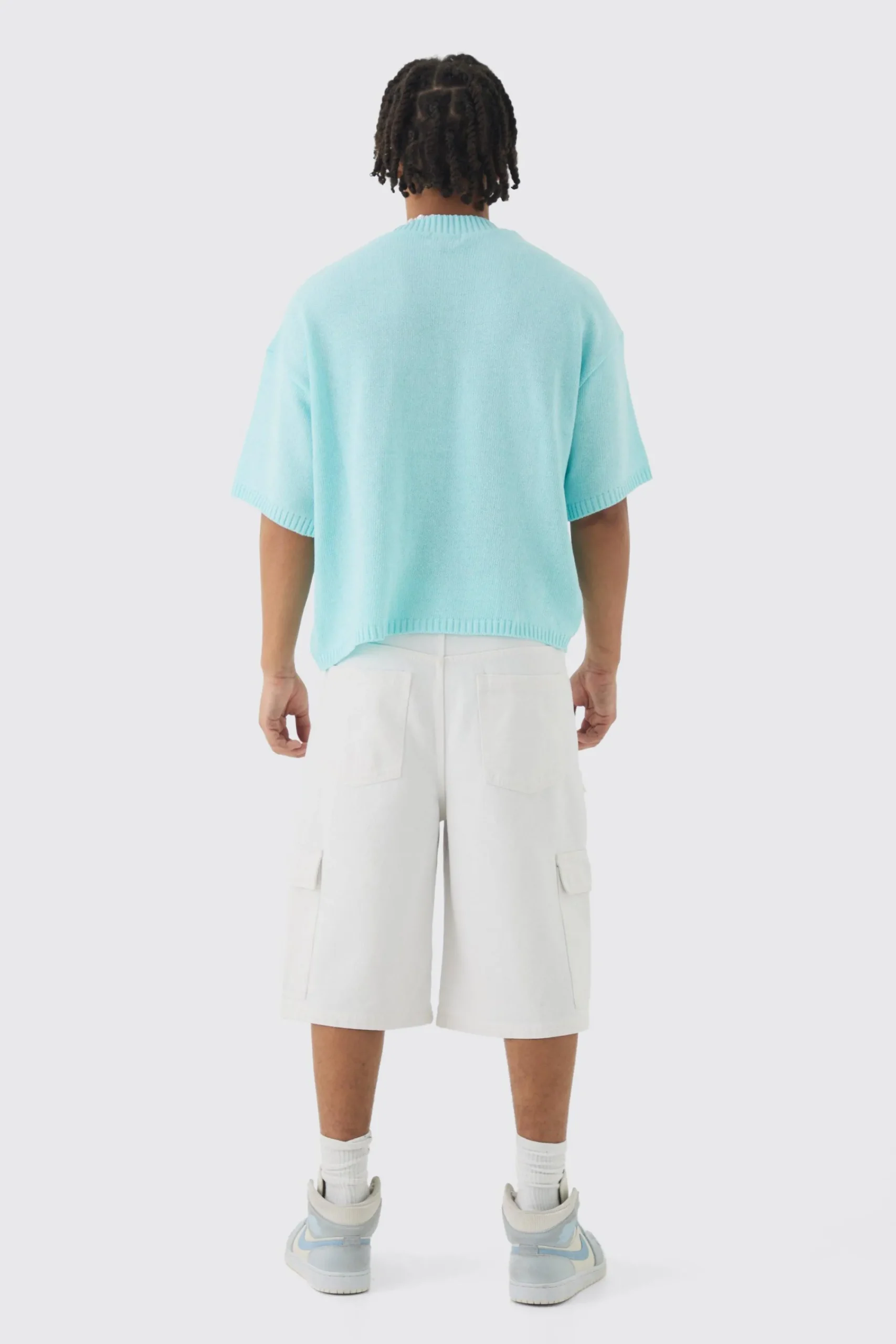 Oversized Open Stitch Tonal Varsity Knitted T-shirt | UK^boohooMAN Online