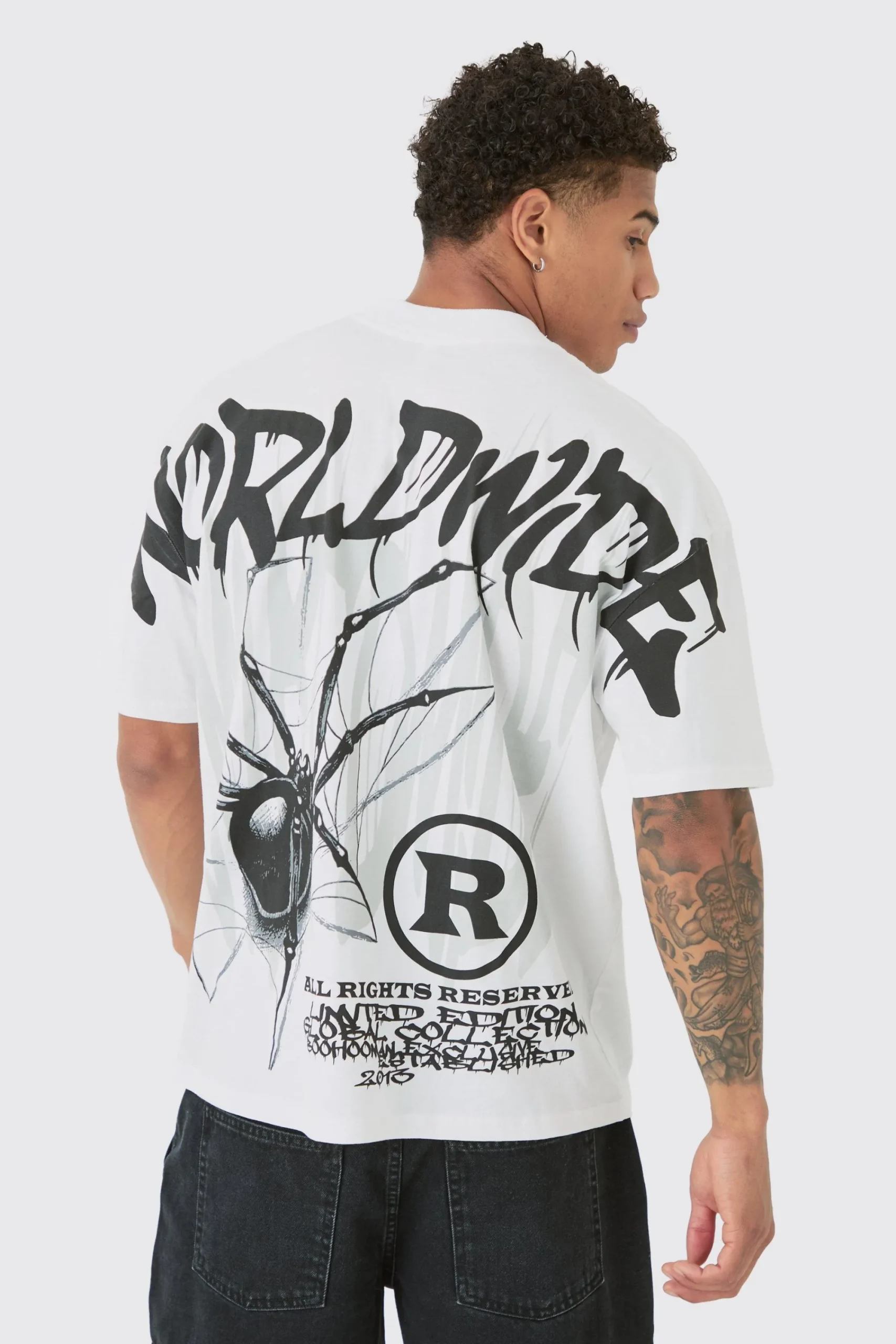 Oversized Over Seam Spider Back Print T-shirt | UK^boohooMAN Discount